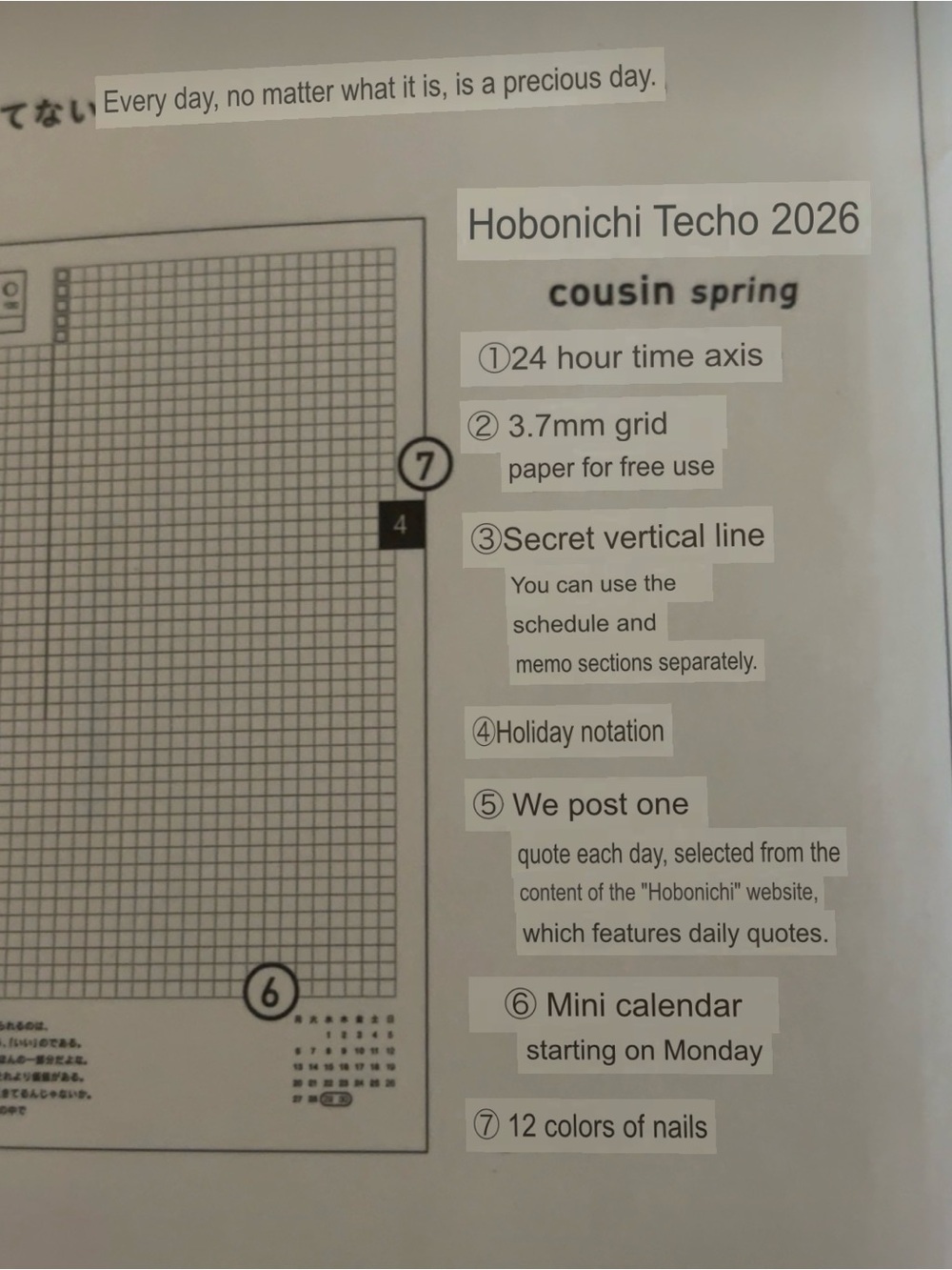 Hobonichi A5 Japanese Spring 2026 Monday Start Planner Book NEW and unopened - Picture 10 of 10